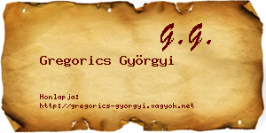 Gregorics Györgyi névjegykártya